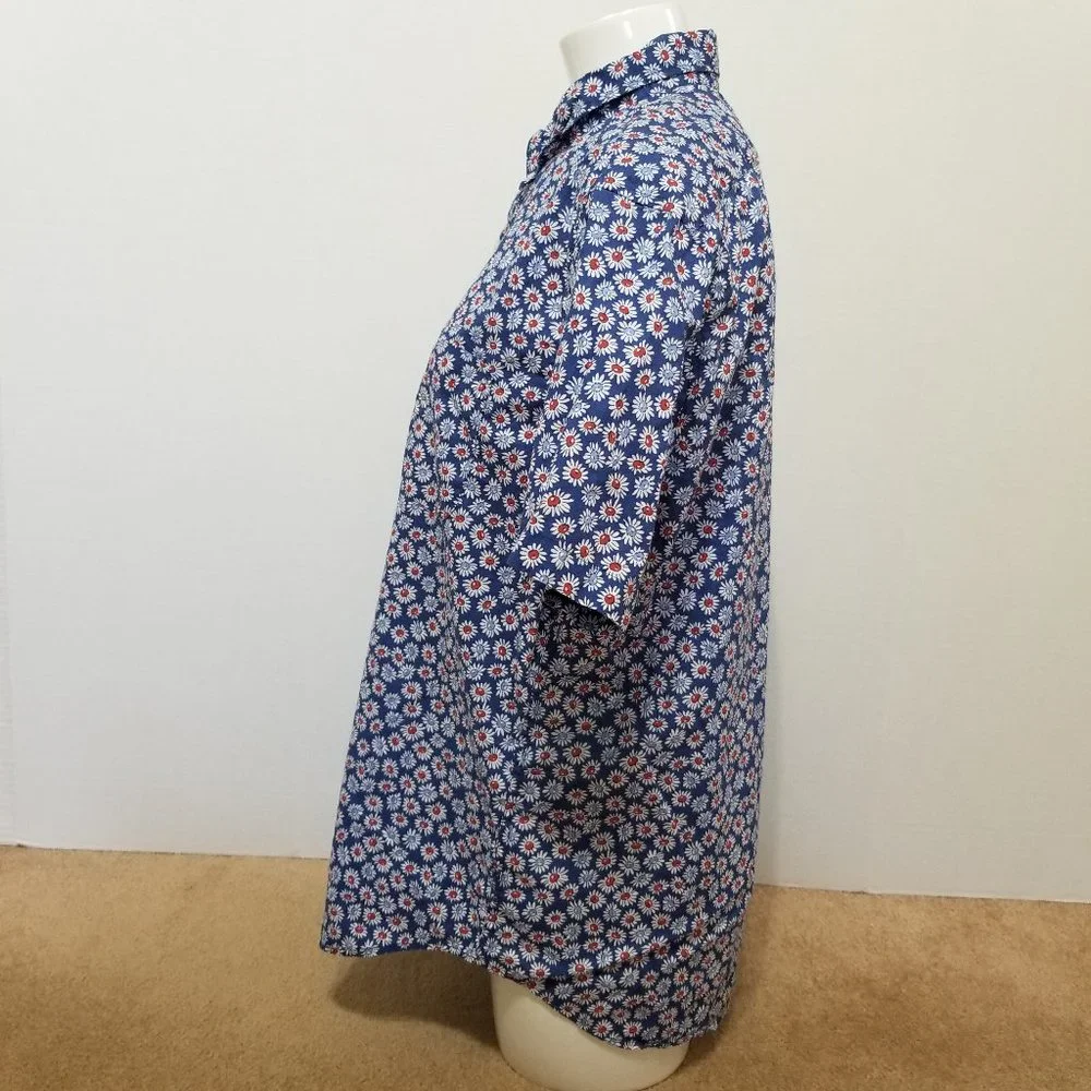 J.Crew shirt Large Short-sleeve Stretch Slub Cotton Shirt Daisy Print floral
